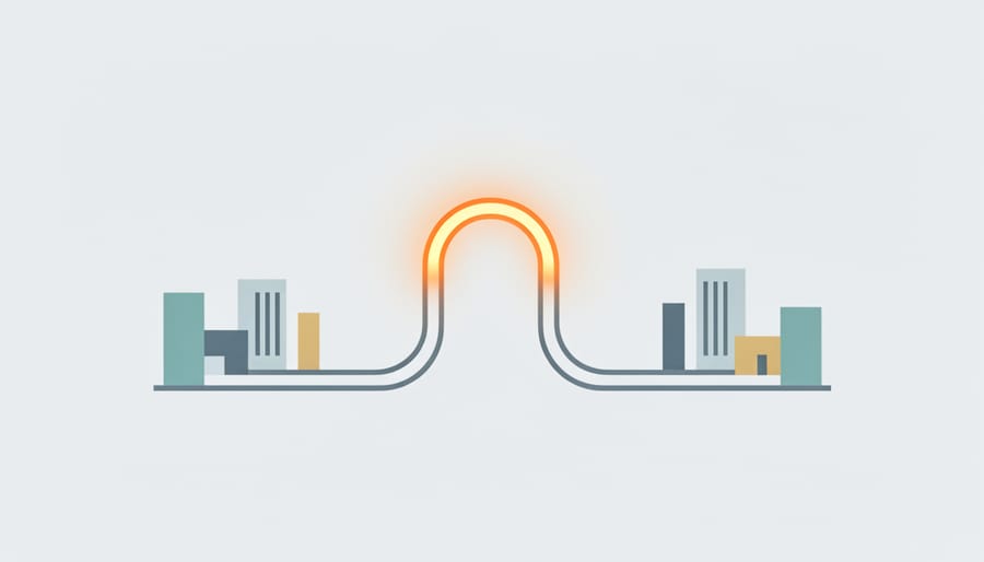 Conceptual light-network glow around solar and battery equipment symbolizing continuous monitoring